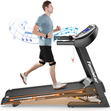 3.25HP Folding Electric Treadmill, Famistar 15-Level Auto Incline Treadmill Running Machine Fitness w/ 300LB Capacity, Smart Anti-Shock System, 12 Programs, Built-in MP3 Speaker, Free Knee Strap Gift