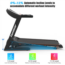 3.25HP Folding Electric Treadmill, Famistar 15-Level Auto Incline Treadmill Running Machine Fitness w/ 300LB Capacity, Smart Anti-Shock System, 12 Programs, Built-in MP3 Speaker, Free Knee Strap Gift